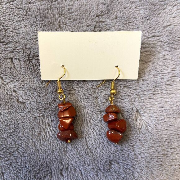 Handmade Flame Jasper Crystal Chip Earrings - Picture 1 of 1